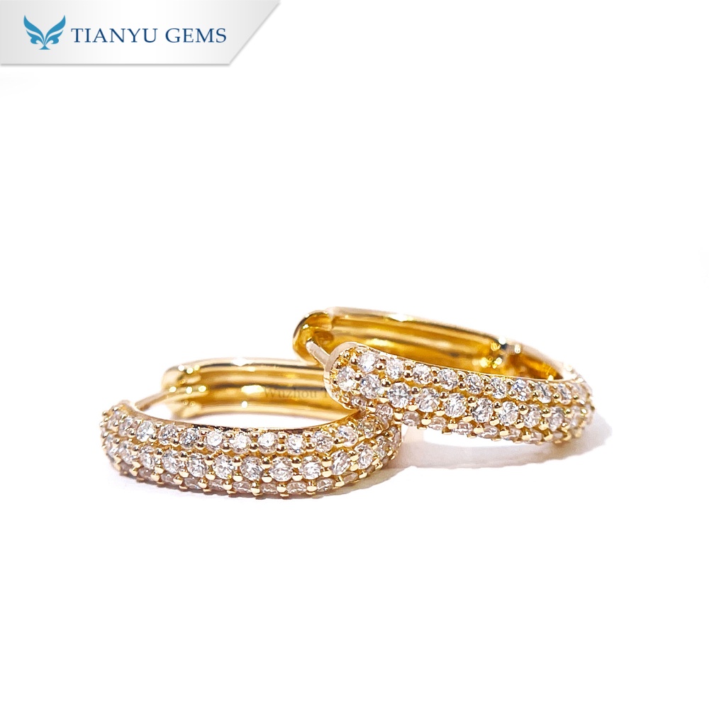Tianyu Gems  Lab Grown Diamond Hoop Earring For Women 14k Gold 5