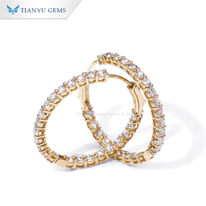 14k/18k Earrings Yellow Gold 2.5mm HPHT Lab Grown Diamond Hoop Earrings 2