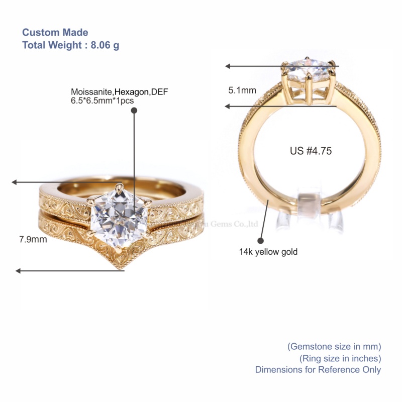 Hexagon Carved Gold Ring Set - Fashionable & Versatile 5
