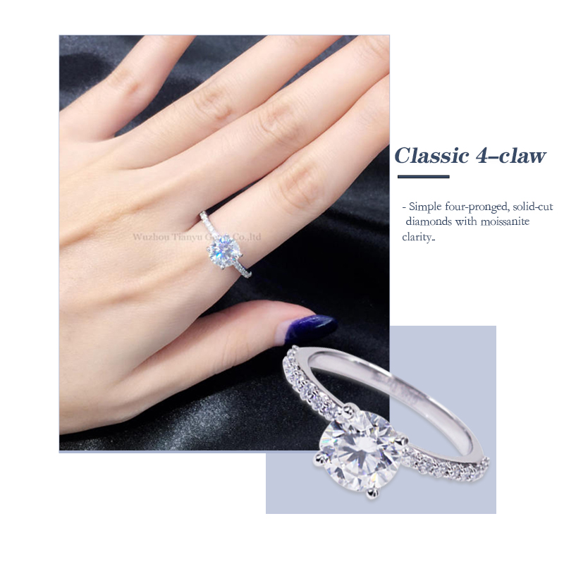 18k White Gold 4 Prongs Moissanite Halo Ring 8