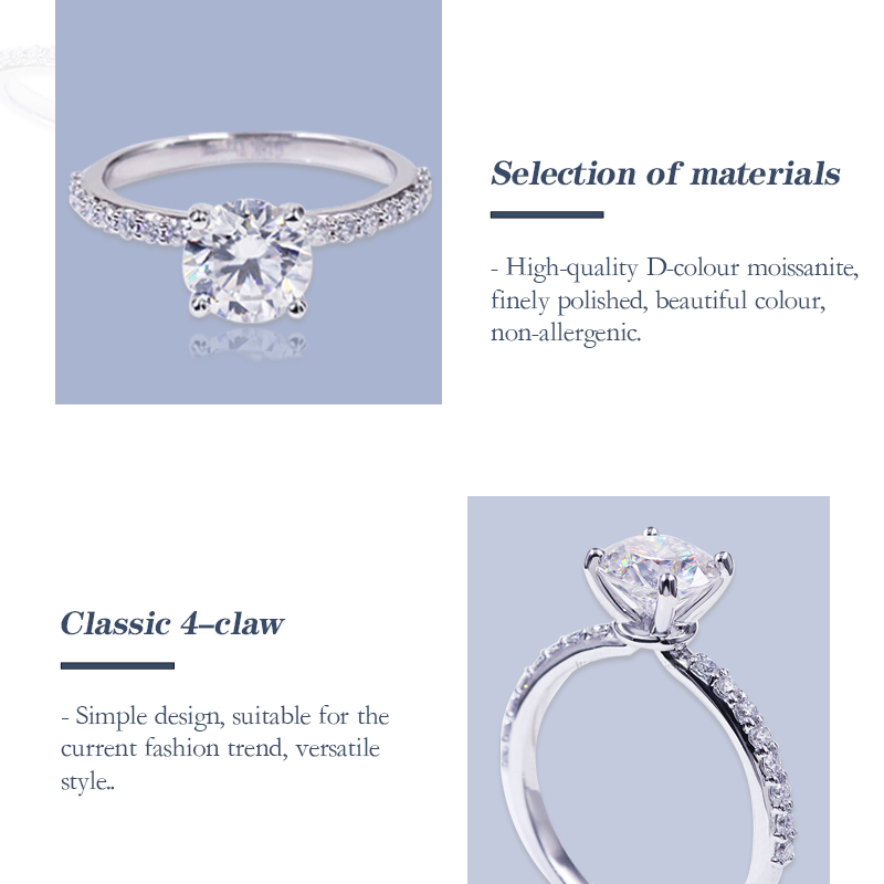 18k White Gold 4 Prongs Moissanite Halo Ring 9