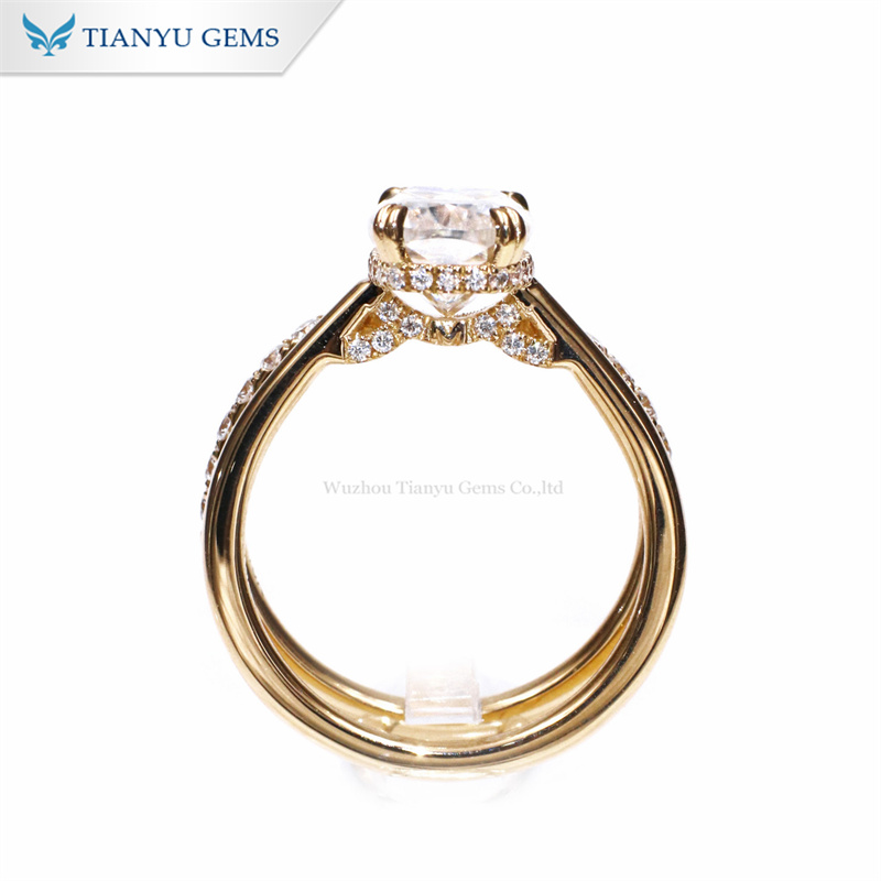 Tianyu Gems 18k Yellow Gold Ring Set Moissanite Diamond Bridal Set 3