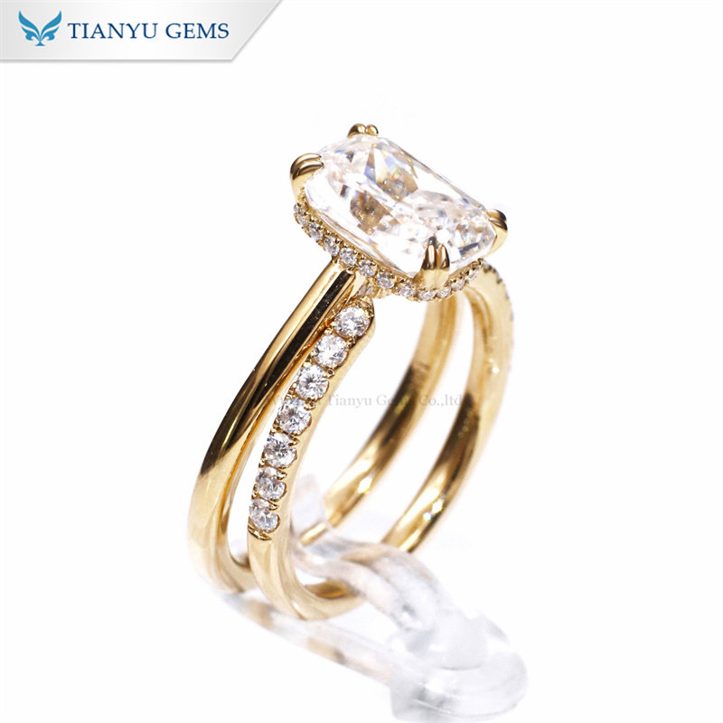 Tianyu Gems 18k Yellow Gold Ring Set Moissanite Diamond Bridal Set 6