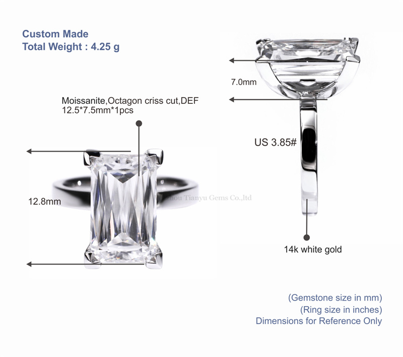 Tianyu Gems Octagon Criss Cut Moissanite Solitaire Ring 14k Moissanite Ring 5