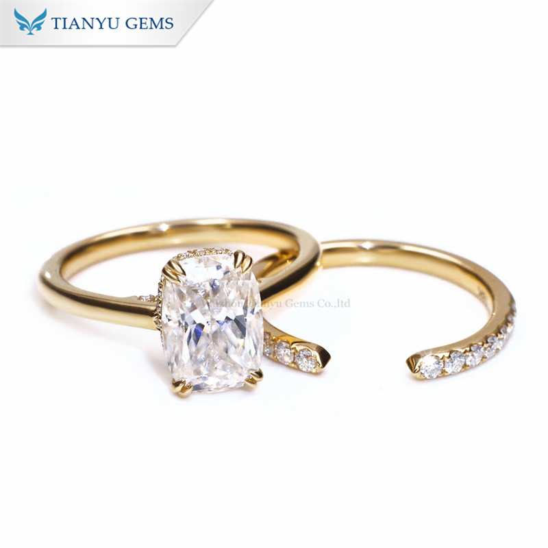 Tianyu Gems 18k Yellow Gold Ring Set Moissanite Diamond Bridal Set 7