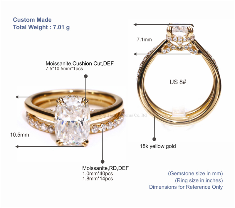 Tianyu Gems 18k Yellow Gold Ring Set Moissanite Diamond Bridal Set 5