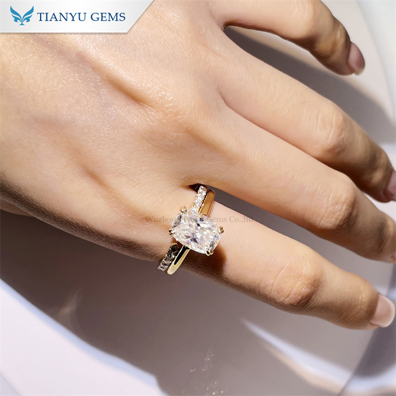 Tianyu Gems 18k Yellow Gold Ring Set Moissanite Diamond Bridal Set 4