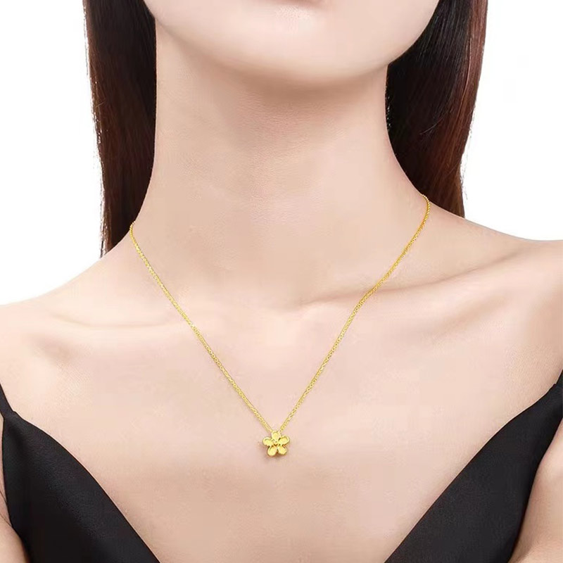 Tianyu Gems customed 24k gold jewelry fashionable and generous flower-shaped pure gold pendant necklace 6