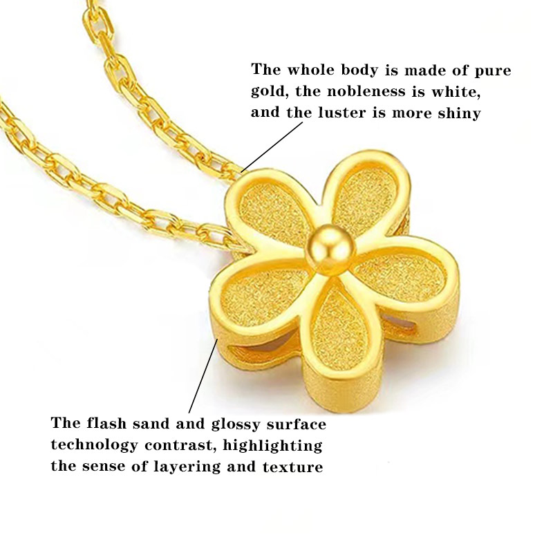 Tianyu Gems customed 24k gold jewelry fashionable and generous flower-shaped pure gold pendant necklace 4