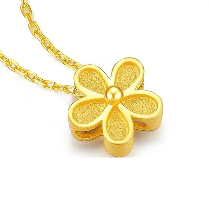 Tianyu Gems customed 24k gold jewelry fashionable and generous flower-shaped pure gold pendant necklace 1