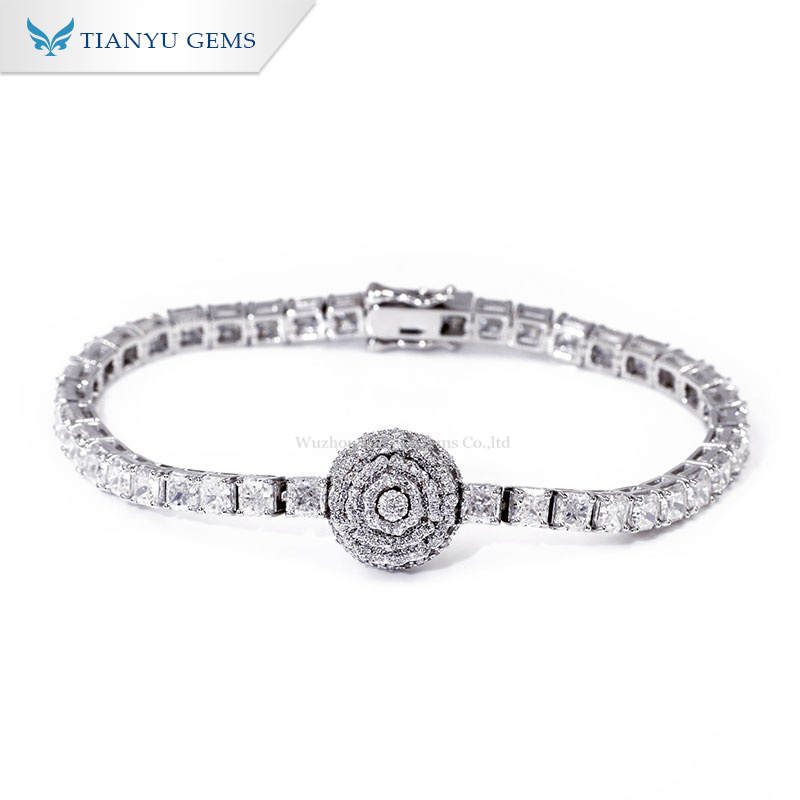 Tianyu Gems custom made 14k white gold flower ball bracelet colorless natural diamond bangle for lady 2