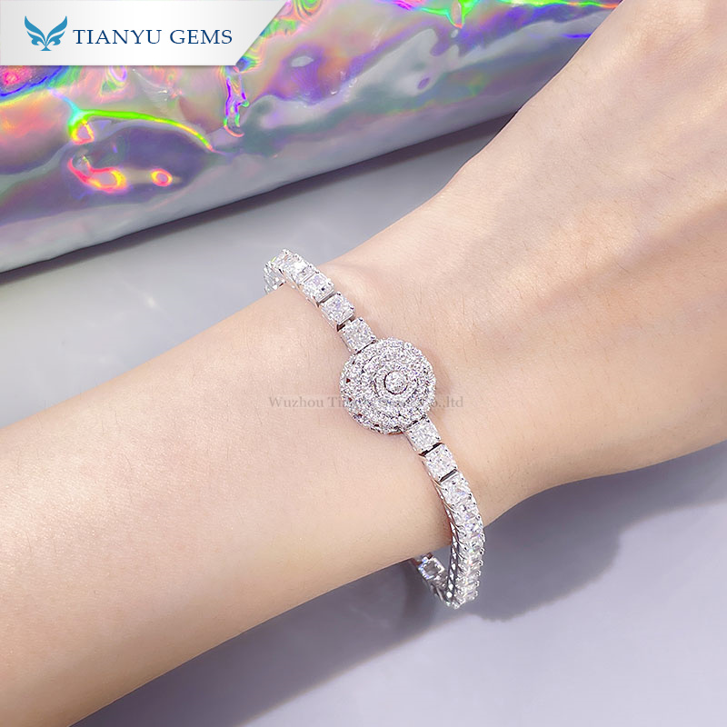 Tianyu Gems custom made 14k white gold flower ball bracelet colorless natural diamond bangle for lady 4