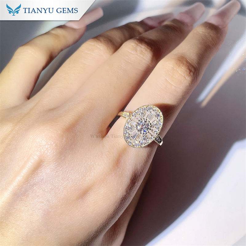 Tianyu Gems Oval Vintage Women's Ring 14k Moissanite diamond ring 4