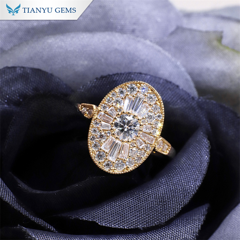 Tianyu Gems Oval Vintage Women's Ring 14k Moissanite diamond ring 2
