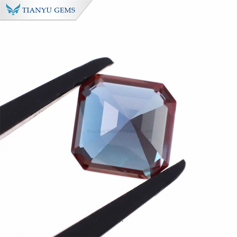 Asscher Cut Lab Created Alexandrite Stone 8
