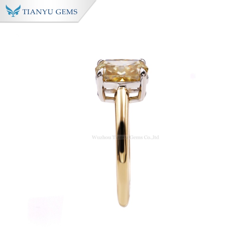 Tianyu Gems lce Radiant Cut Yellow Moissanite Engagement Ring 18k White&Yellow Gold Ring 3
