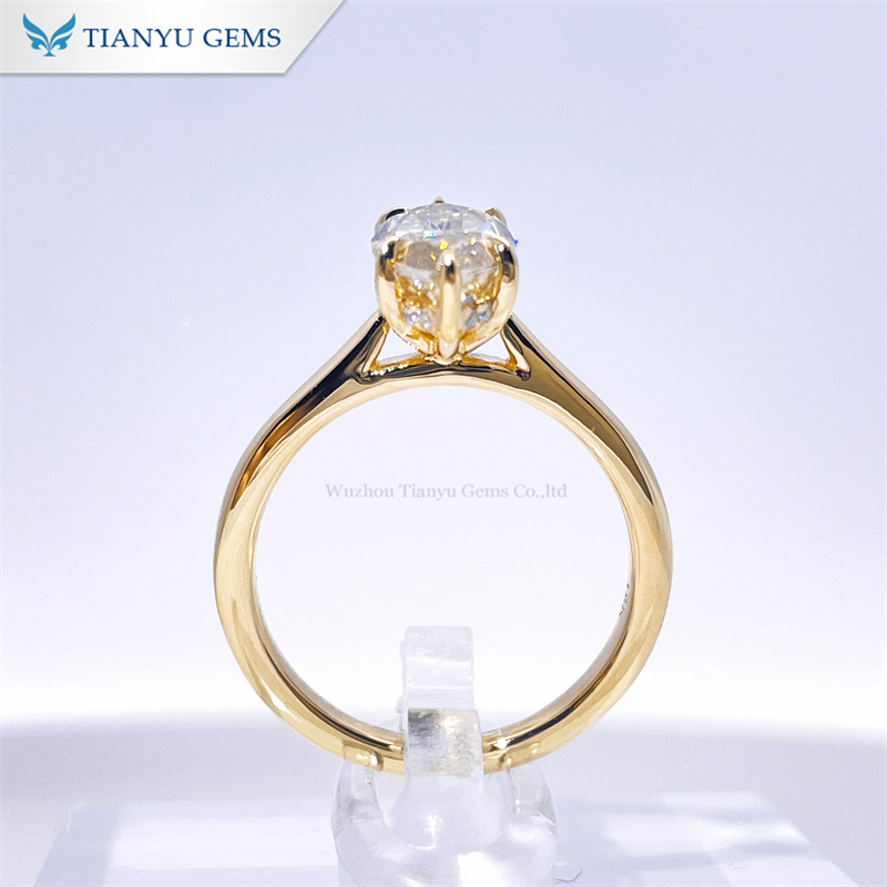 Tianyu Gems Marquise Engagement Ring Champagne Moissanite Yellow Gold Women's Ring 3