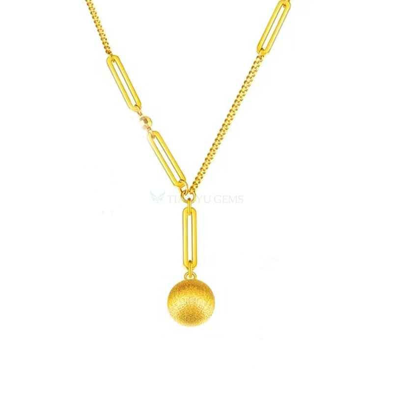 Tianyu Gems customized real gold chain golden ball pendant necklaces 24k gold necklace for women 3