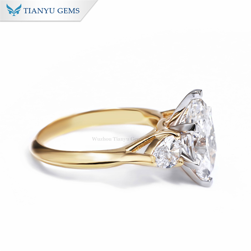Tianyu Gems Marquise Pear Cut Three-stone Engagement Ring 18k Lab Diamond Ring 6