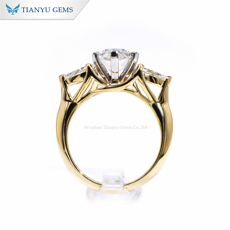 Tianyu Gems Marquise Pear Cut Three-stone Engagement Ring 18k Lab Diamond Ring 3