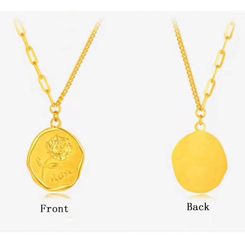 Tianyu Gems customized rose tag pendant 24k gold necklace 6