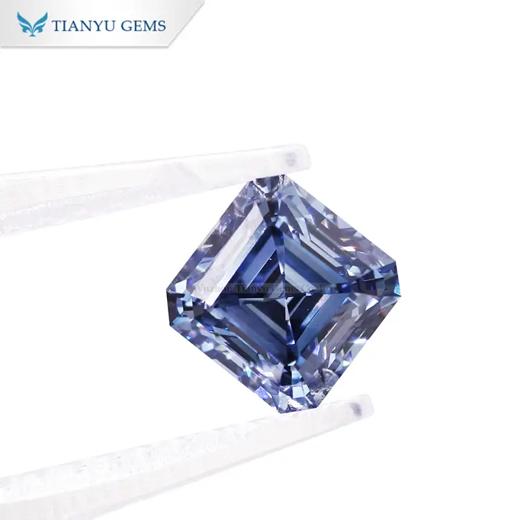 Tianyu gems loose color lab diamonds hthp blue diamonds 1ct asscher cut customized Fancy Colors 1