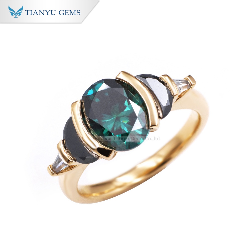 Anel de Noivado Tianyu Gems com Diamante Moissanita de Corte Oval em Ouro Amarelo 14k 4