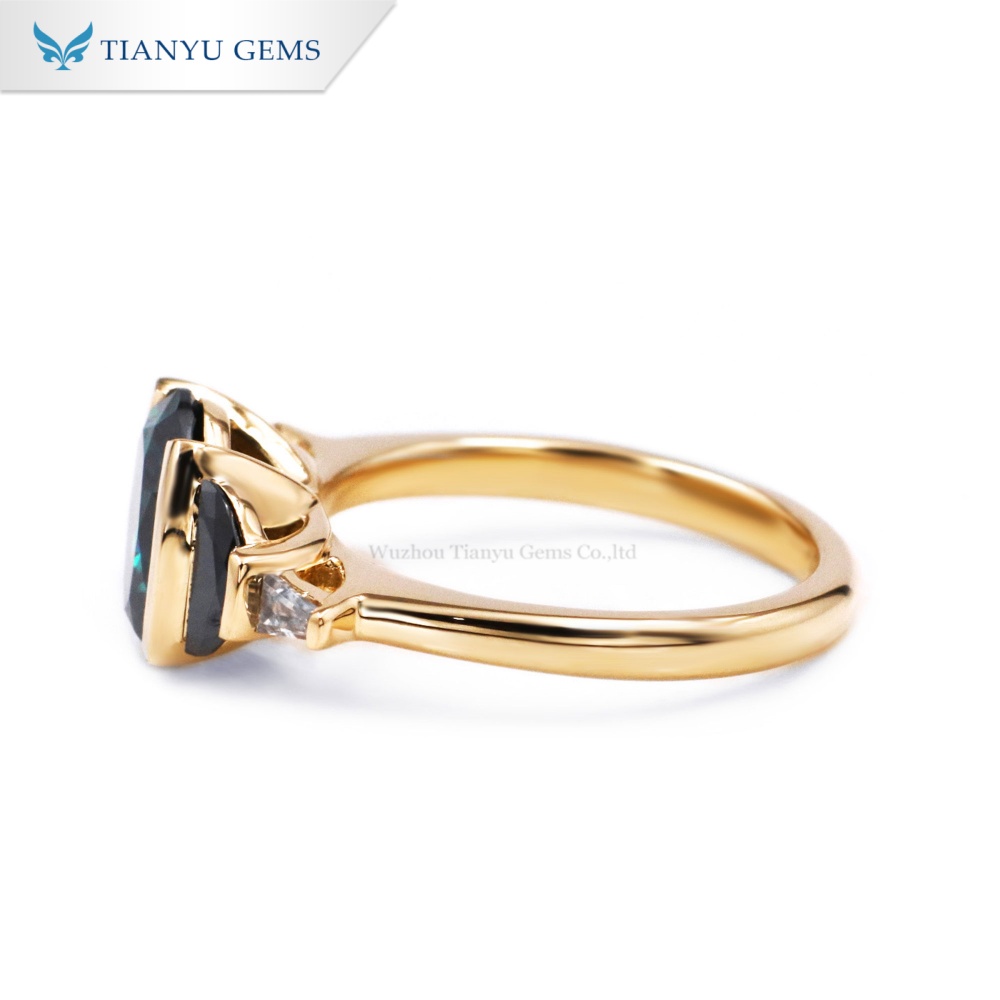 Anel de Noivado Tianyu Gems com Diamante Moissanita de Corte Oval em Ouro Amarelo 14k 6