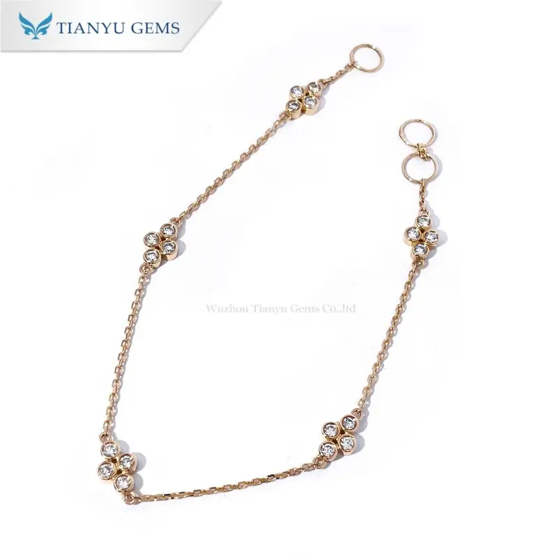 Tianyu Gems  Round Cut Lab Sapphire Bracelet 14k Yellow Gold  Bezel Setting Bracelet 1