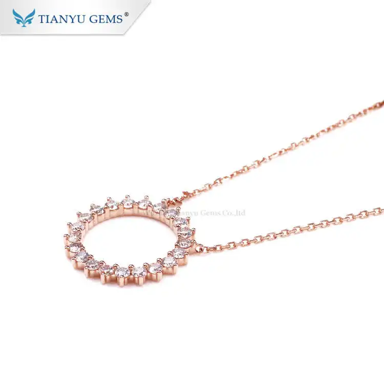 Tianyu gems 14kRose Gold Diamond Circle Pendant Necklace For Women Lab Grown Diamond Jewelry 1