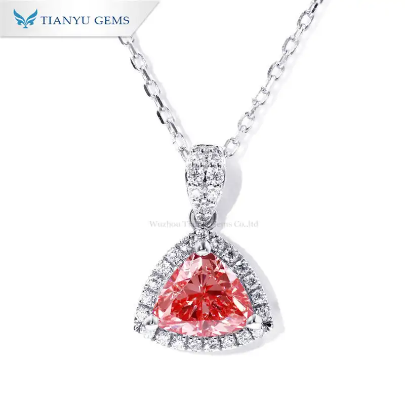 Tianyu Gems 1.0 carat Fancy Intense Pink color VS1 niche luxury model lab  grown diamond necklace 1
