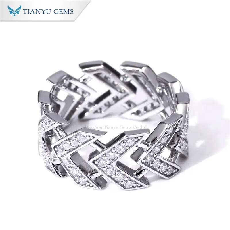 Tianyu Gems wholesale moissanite jewelry full diamond arrow cutout cuban men's moissanite ring 1
