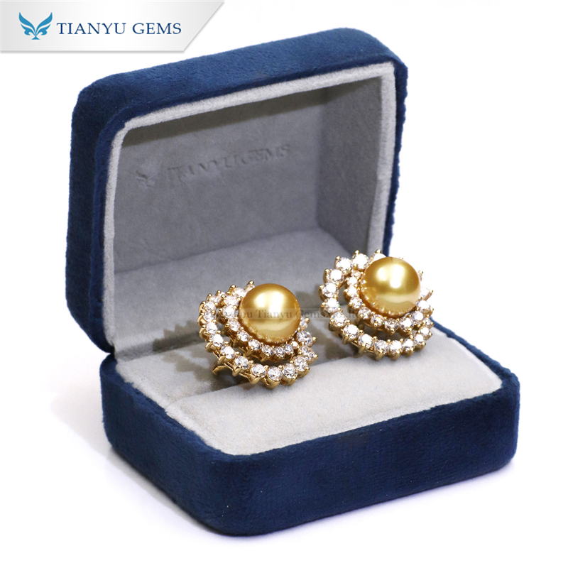 Tianyu Gems Golden Pearl Round Lab Grown Diamond Stud Earrings 7