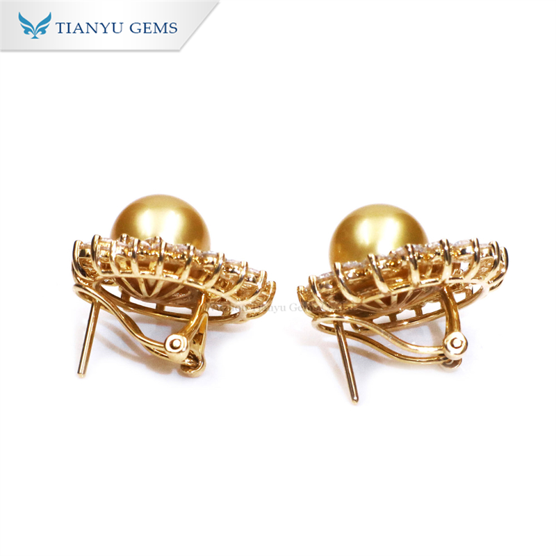 Tianyu Gems Golden Pearl Round Lab Grown Diamond Stud Earrings 6