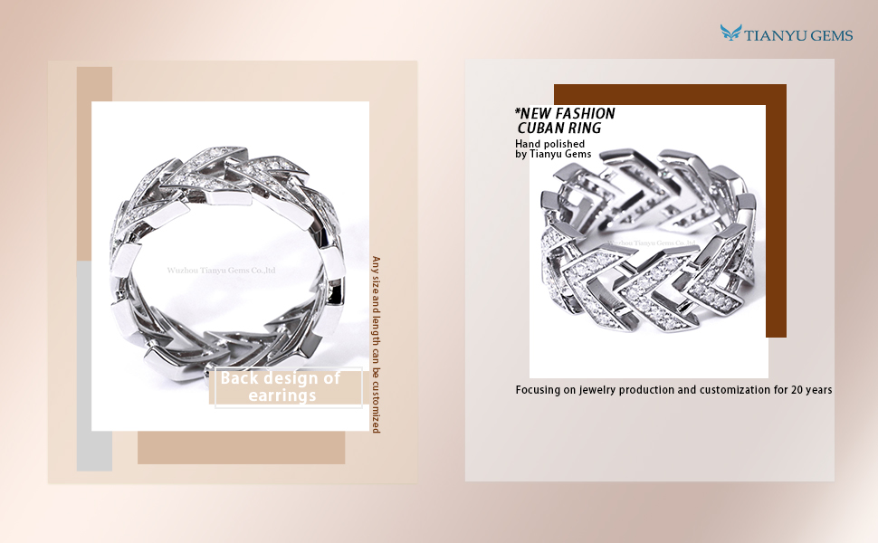 Tianyu Gems wholesale moissanite jewelry full diamond arrow cutout cuban men's moissanite ring 6