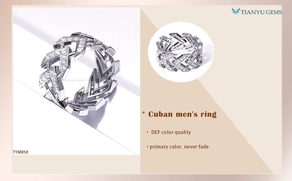 Tianyu Gems wholesale moissanite jewelry full diamond arrow cutout cuban men's moissanite ring 5