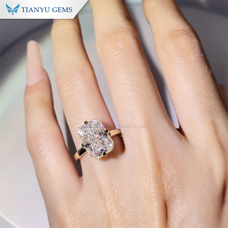 Tianyu Gems Radiant Cut Lab Grown Diamond Engagement Rings 14k Yellow Gold Ring 4