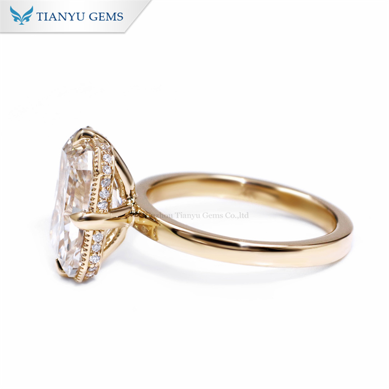 Tianyu Gems Radiant Cut Lab Grown Diamond Engagement Rings 14k Yellow Gold Ring 3