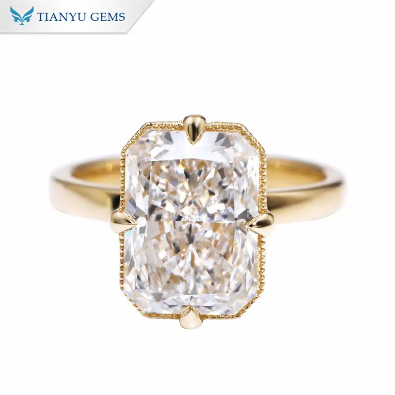 Tianyu Gems Radiant Cut Lab Grown Diamond Engagement Rings 14k Yellow Gold Ring 1