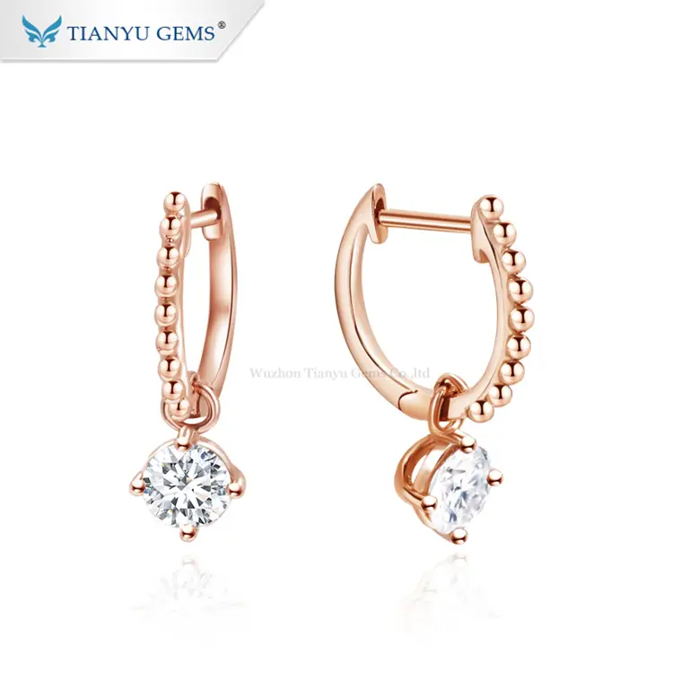 Tianyu Gems New Products 14k Rose Gold 1ct Moissanite Diamonds Charm Earring for Daily Wear 1