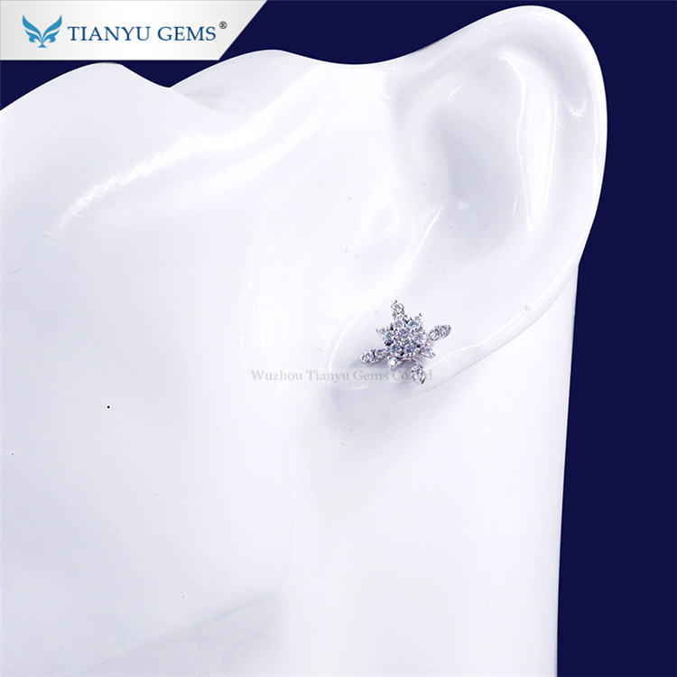 Tianyu Gems New Products 14k Rose Gold 1ct Moissanite Diamonds Charm Earring for Daily Wear 11