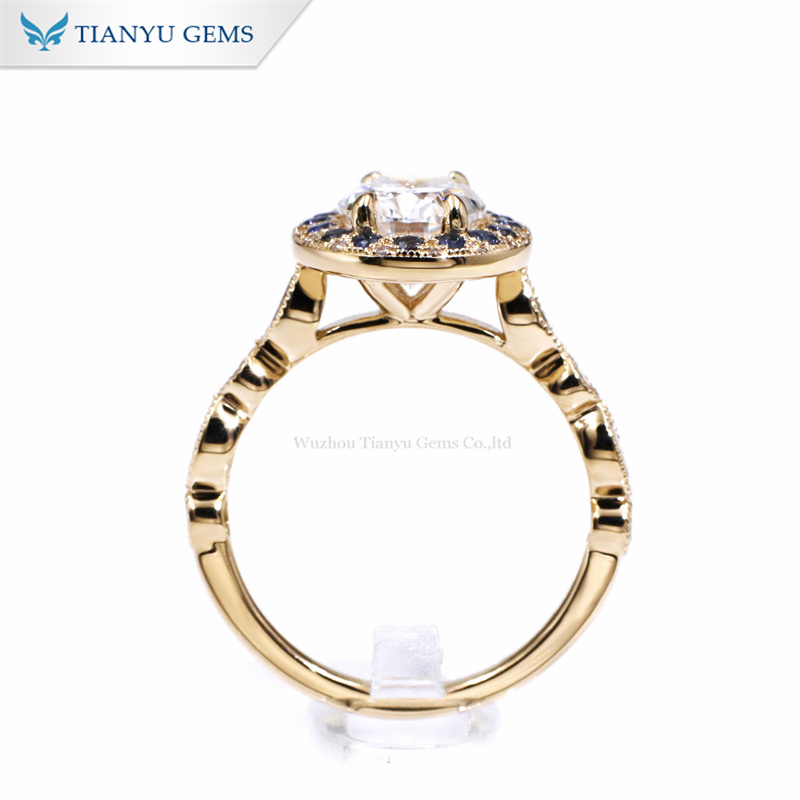 Tianyu Gems Moissanite Sapphire Ring 14k Oval Cut Engagement Ring 6