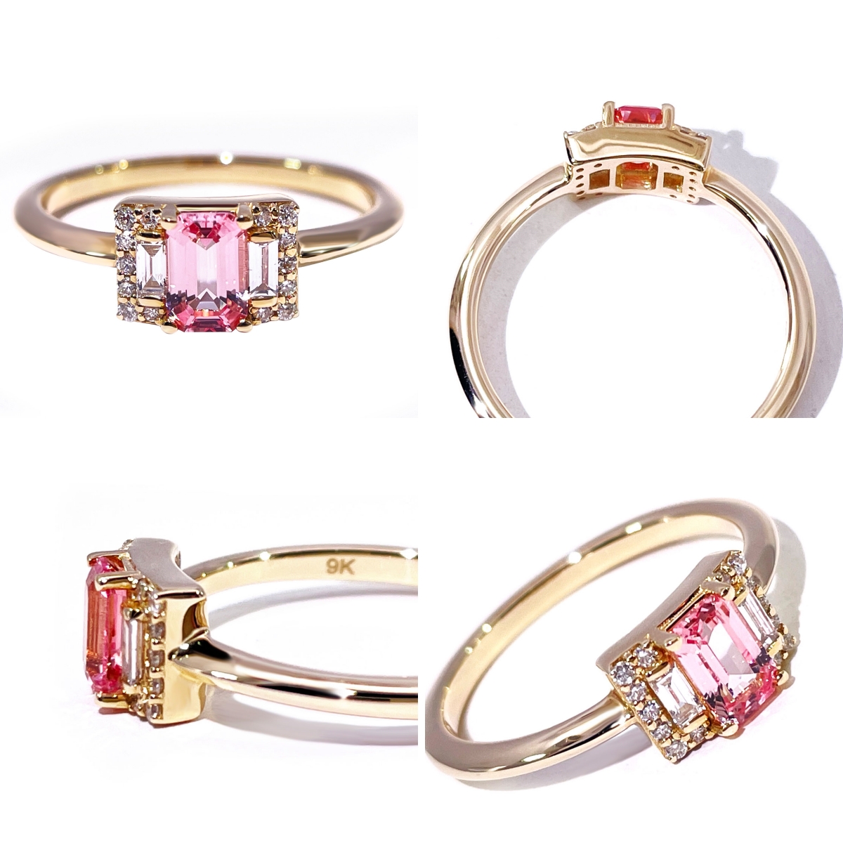 Tianyu Gems Lab-Grown Pink Sapphire Engagement Ring  Emerald Cut Gold Weedding Ring 6