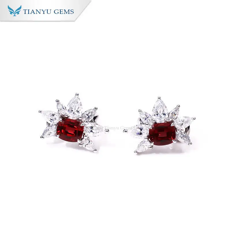 Tianyu Gems gold jewelry wholesale vendors 14k/18k white gold CVD&amp;Moissanite earrings 1