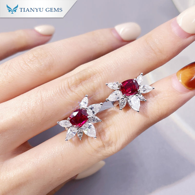 Tianyu Gems gold jewelry wholesale vendors 14k/18k white gold CVD&Moissanite earrings 7