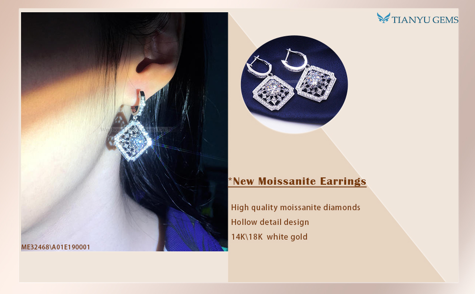 Tianyu Gems New  Niche Design Senior Minimalist Hundred Earrings  Can Wholesale moissanite jewelry White gold 2