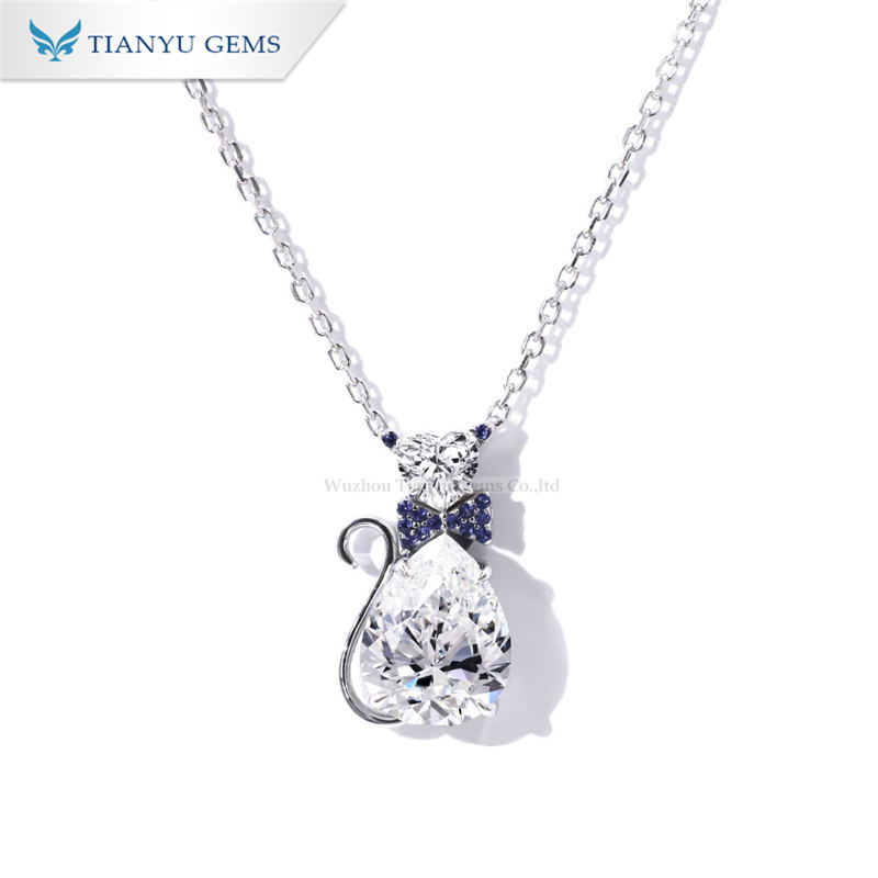 Tianyu gems moissanite necklace white gold diamond engagement necklace heart cut pear cut necklace 2