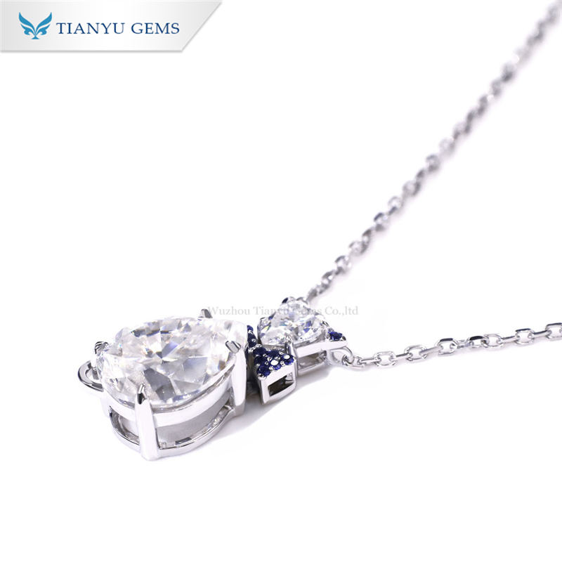 Tianyu gems moissanite necklace white gold diamond engagement necklace heart cut pear cut necklace 3