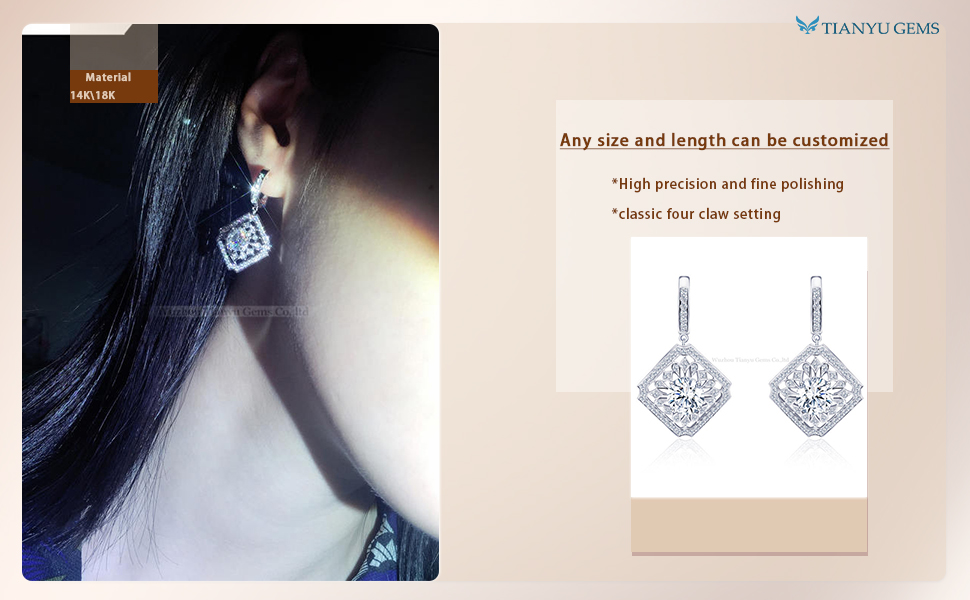 Tianyu Gems New  Niche Design Senior Minimalist Hundred Earrings  Can Wholesale moissanite jewelry White gold 4