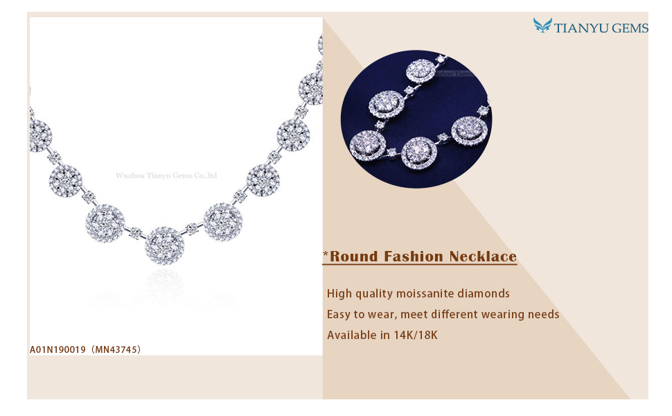 Tianyu Gems Gold Jewelry Wholesale Vendors White Gold Pendant Hollow Moissanite Diamond Necklace  Pendant Necklace 2